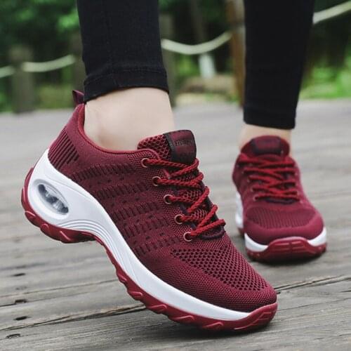 Sports Running Shoes Women Air Cushion Breathable Female Sneakers Outdoor Walking Jogging Trainers Flying Weavon Leisure Shoes