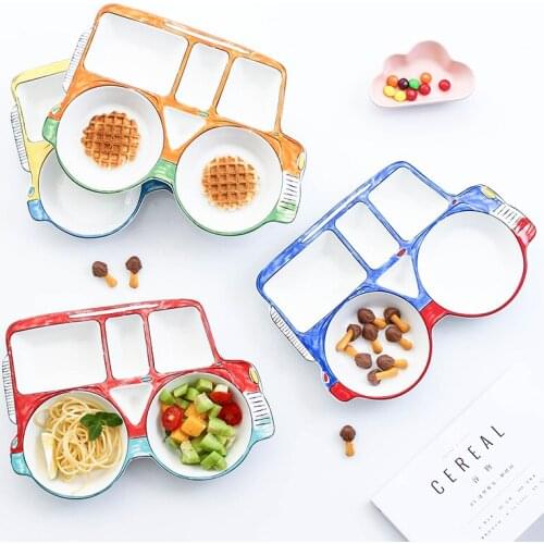 Creative Cartoon Food Truck Ceramic Plate Dish Childrens Porcelain Tableware Food Container Dinner Set
