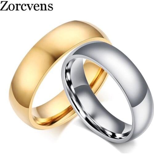 Modyle 2020 New Silver Color and Gold Color Vintage Wedding Ring for Lover 6mm Stainless Steel Smooth Promise Jewelry