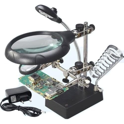 LED light illumination auxiliary bracket magnifying glass desktop electronic inspection repair auxiliary clip magnifier