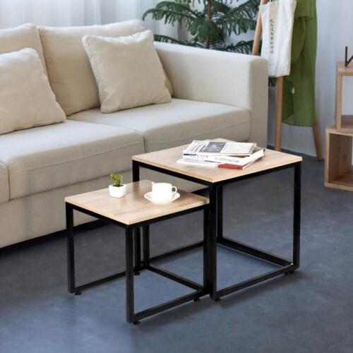 Nesting Table Wooden Metal Frame Modern Industrial Style Detachable High Quality Coffee TableLiving Room Tea Table HWC