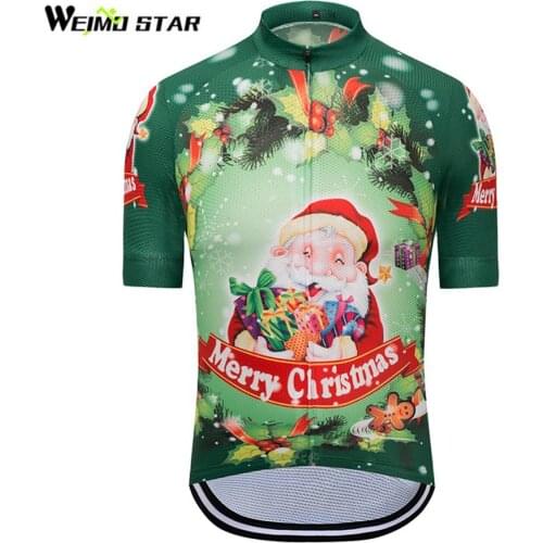 Green T-Shirt Merry ChristmasCycling Jersey WEIMOSTAR Men Cycling Clothing roupa ciclismo Outdoor Racing Sports mtb jersey