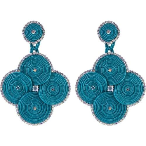 KpacoTa Fashion jewelry Soutache Handmade Drop Earrings aesthetic boho Hanging earring for women 2020 Eight colors green grey
