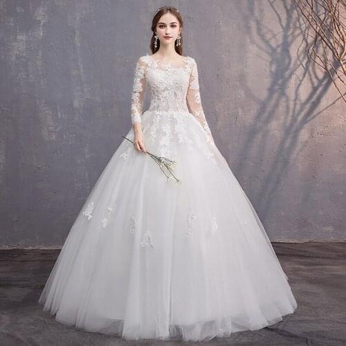 Gorgeous Ball Gown Wedding Dress With Lace Vestido De Novia Princess Vintage Wedding Dresses Long Sleeves Bridal Gown 2021