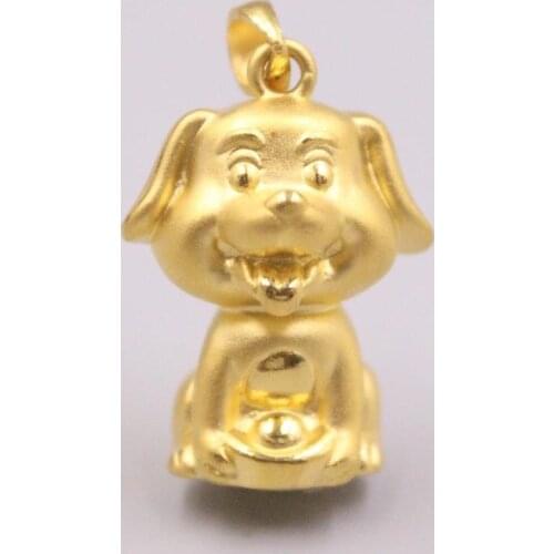 Gold Jewelry Girl Fox 3D Hard Gold Charms Fine Loving Heart Dog 999 Gold Zodiac Pendant For Women Man Lucky Bead Lucky Gift
