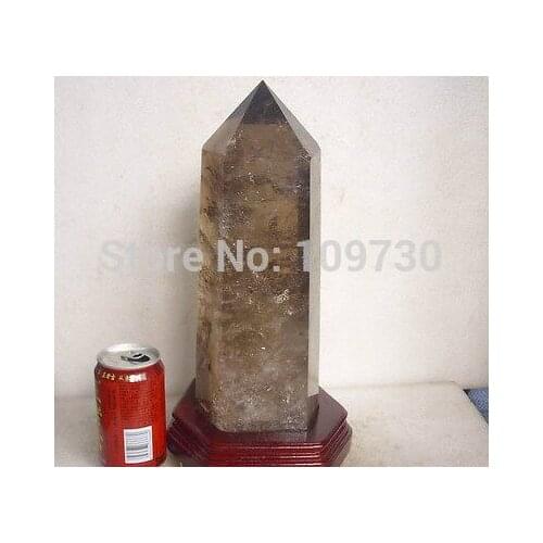 00988 NATURAL SMOKEY RAINBOW QUARTZ CRYSTAL POINT POLISHED HEALING + Stand