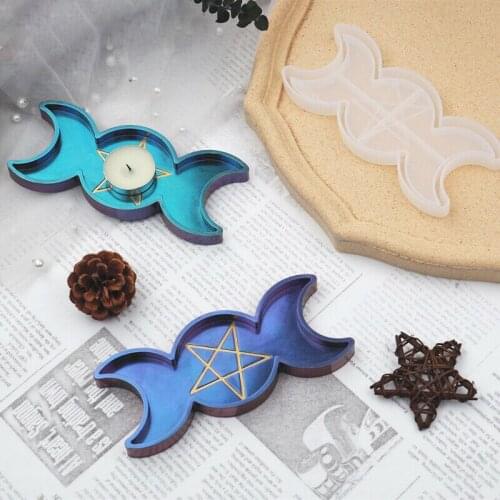 1pc DIY Resin Mold Epoxy Sun and Moon Box Plate Tray Mold Silicone Mold Homemade Pentagram Mirror Silicone Mold