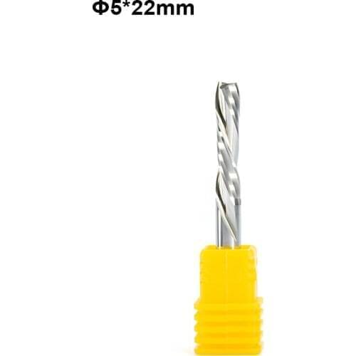 10pcs AAA DOWN Cut 5x22mm Two Flutes Left Spiral Carbide Mill Tool Cutter CNC Router Wood Double Flute End Mill woodworking Bit