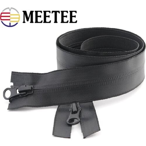 2pc Meetee 5# 20-100cm Waterproof Invisible Zippers Open End Double Slider for Sewing Reverse Outdoor Jackets Clothing Accessory