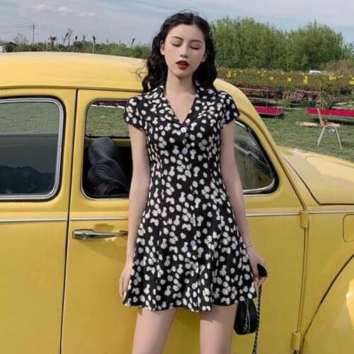 2021 French platycodon grandiflorum show thin sweet wind temperament of broken beautiful chiffon dress