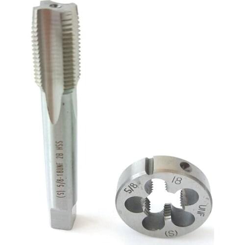 5/8-18 Tap And Die Set, UNF Machine Thread Tap And Round Thread Die Right Hand HSS Taper