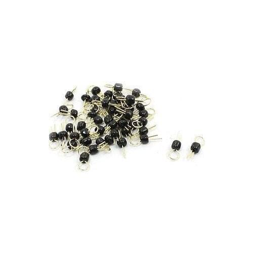 50 Pcs Black Bead Gold Tone Test Pin Circular Terminal for PCB Board