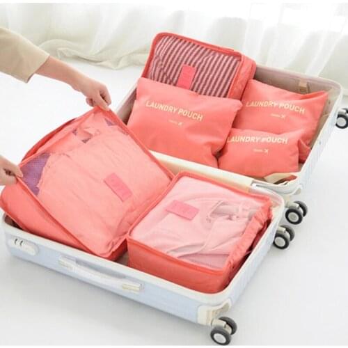6PCS Portable Travel Bags Waterproof Luggage Organizer Pouch Moistureproof Clothes Tidy Pouch Suitcase Dustproof Storage Case