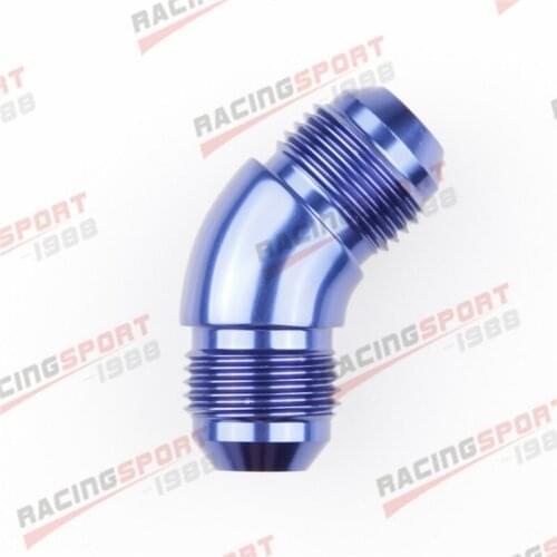 -8AN AN8 To AN8 8AN Male Flare 45 Degree Union Fitting Aluminum Blue