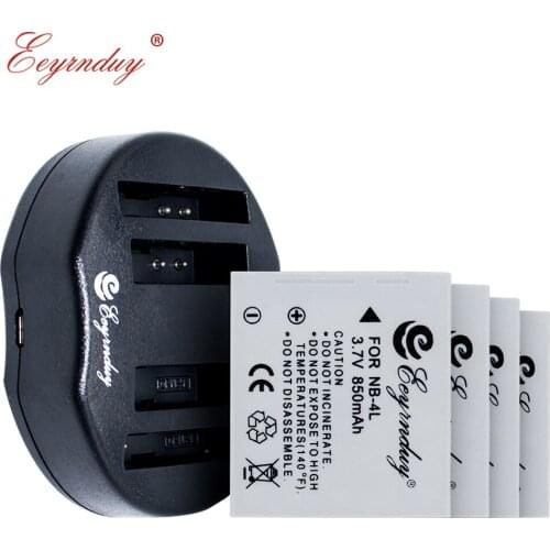 4x NB-4L NB 4L 3.7V 850mAh Battery + 1pcs Charger For Canon IXUS 60 65 80 75 100 110 115 120 130 IS 117 220 225 230 255 HS NB 4L