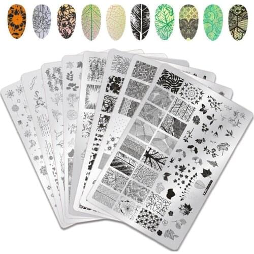 Big Rectangle Nail Stamping Plates Spring Flower Butterfly Nail Art Stamp Stencils Stainless Steel Stamp Template Manicure Tools