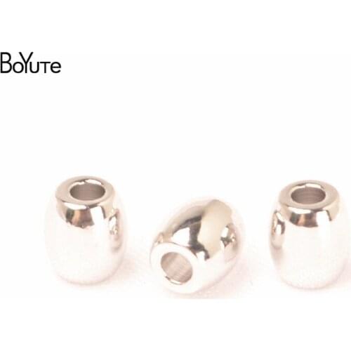 BoYuTe (10 Pieces/Lot) 4.5*5MM Metal Brass Plated Rhodium Beads Spacer Loose Beads Diy Hand Made Beaded Jewelry Accessories