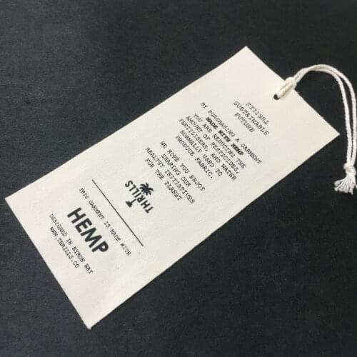 Price Tag 6.5x14cm Printed Cotton Garment Labels With String For Clothes