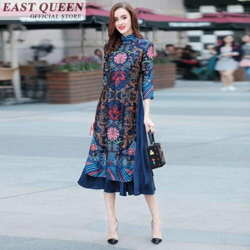 Online chinese store traditional chinese clothing for femme casual loose plus size tunic womens gown robe summer 2018 FF282 A