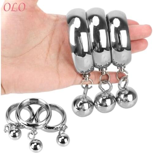 Cock Ring New Metal Ball Delay Ejaculation Strength Training Balls Stainless Steel Penis Bondage Lock Metal Scrotum Stretcher