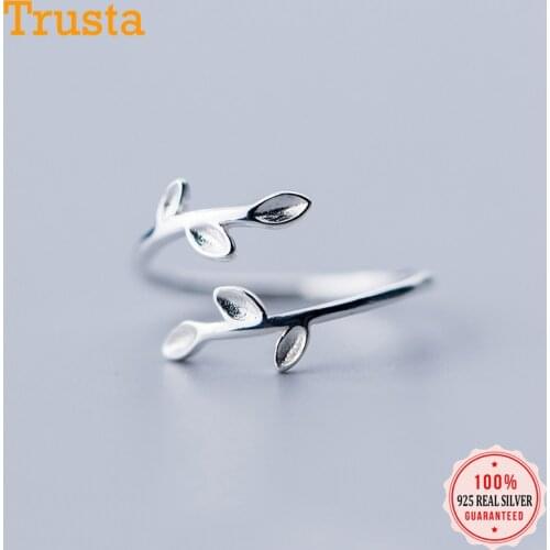 Trustdavis Minimalist Genuine 925 Sterling Silver Fashion Sweet Leaves Rings For Trend Women Wedding Party S925 Jewelry DA988