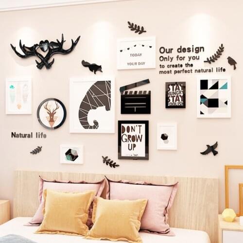 Creative INS antlers photo frame acrylic removable DIY Childrens room 3D home hotel KTV bar cinema decoration Wall Sticker