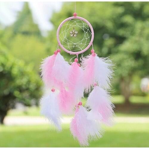 Bohemian Girl Heart Lace Dream Catcher Home Hand-Woven Round Wall Hanging Decoration