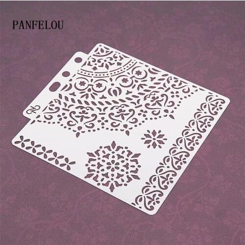 Multilayer flower scrapbook stencils spray plastic mold shield DIY cake hollow Embellishment printing lace ruler Valentines Day