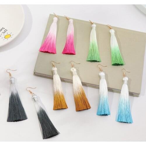 Fashion Boho Geometric Earrings Womens Bohemian Catwalk Gradient Tassel National Wind Earrings Jewelry for Girls