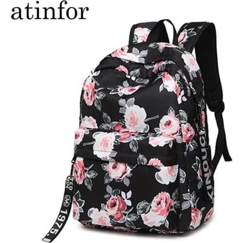 Fashion Water Resistant Nylon Women Backpack Flower Printing Female School Rucksack Girls Daily College Laptop Bagpack