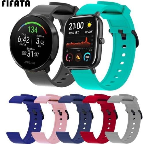 FIFATA 20MM Soft Silicone Colorful Watch Strap For Polar Ignite Smart Watch Wristband For Xiaomi Huami Amazfit GTS/Bip/GTR 42MM
