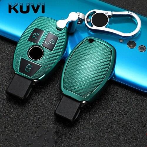 Soft TPU Carbon Fiber Car Remote Key Case Full Cover Fob Shell For Mercedes Benz A B R G Class GLK GLA w204 W251 W463 W176 W205