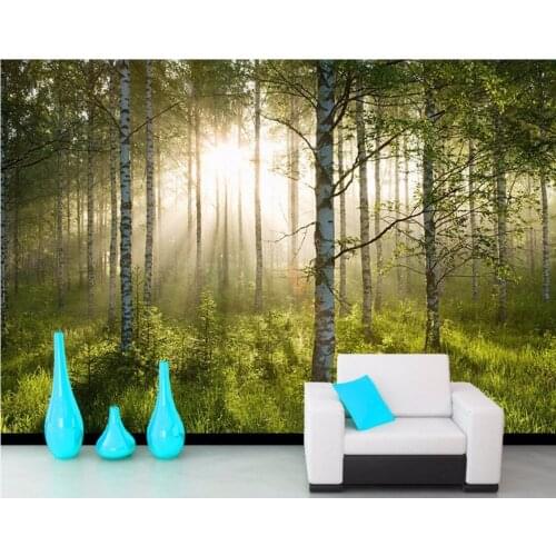 Custom mural photo 3d room wallpaper Birch forest sunshine home decoration painting 3d wall murals wallpaper for wall 3 d