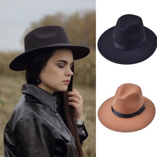 New Fashion Classic British Felt Fedora Hat For Women Men Spring Autumn Wide Brim Gentleman Jazz Cap