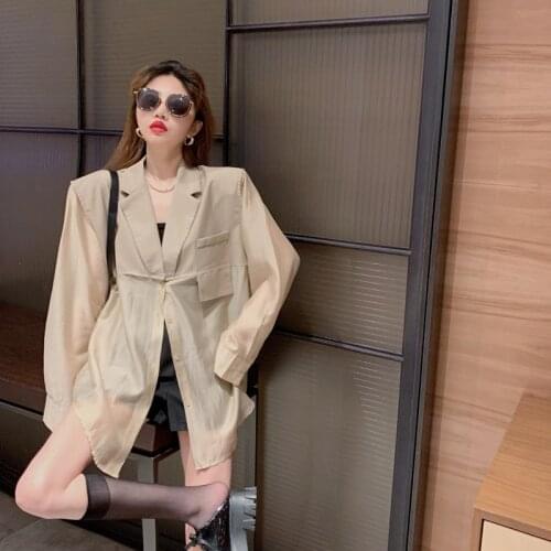 2021 Summer New Elegant Womens Single-breasted Long Sleeve Solid Casual Shirt Slim Fit Comfortable Notched Pockets Blouses