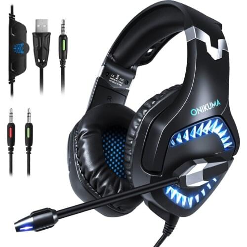 ONIKUMA 2019 Stereo Gaming Headset K1 PRO Wired Gaming Headphones For Laptop Mac PC PS4 Xbox One Nintendo with Mic LED Lights
