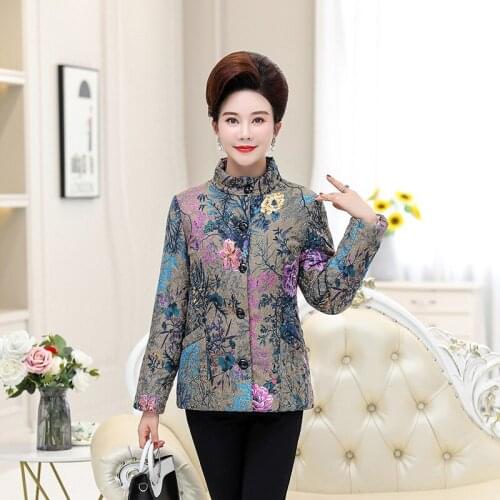 Middle Old Women Clothing Winter Warm Coat Jacket Womens Short Printing Overcoat Large Size 5XL Parkas Outerwear Mother Loaded