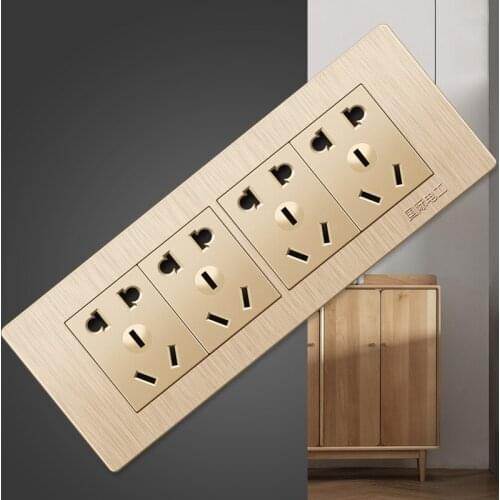 118 type brushed gold switch socket panel 120 steel frame wall four 20 holes big box 12 holes