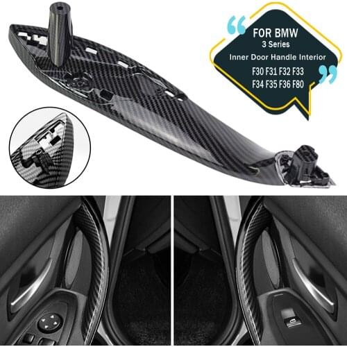 Carbon Fiber Front Left/Right Car Inner Door Handle Trim Pull Panel Handle For BMW F30 F80 F31 F32 2013-18 Interior Door Handles
