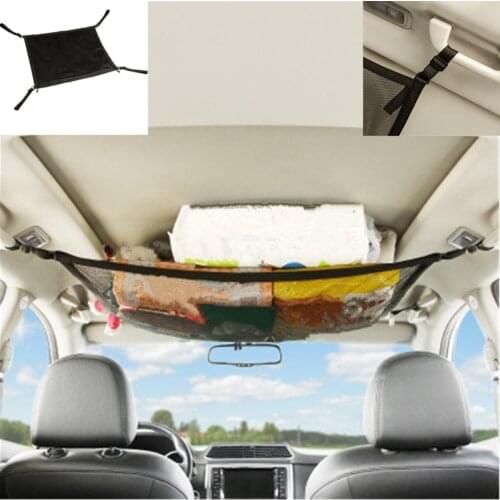 Portable Car Ceiling Storage Net Pocket Hanging Auto Roof Large Capacity Sundries Organizer Bags for Automobiles Supplies