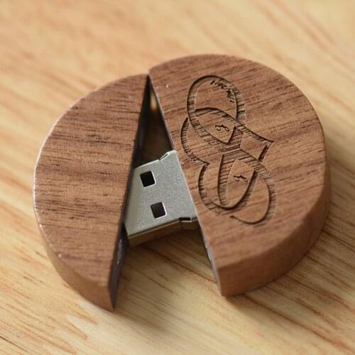 POWERONE Wooden Pendrive Round 4GB 8GB 16GB 32GB 64GB( 1 pcs free custom LOGO)Usb Flash Drive Memory Stick For Photographe