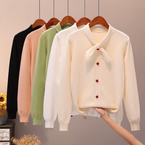 Pullover Sweater 2020 New Womens Slim Sweater Fashion Retro Lovely Knit Sweater Elegant Casual Wild Tops Sweaters Coat 4 Colors