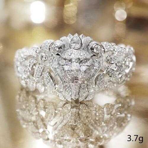 Luxury Personality Leopard Head Design Copper Zircon Wedding Ring Men and Women Trendy Ring Best Party Birthday Gift Jewelry