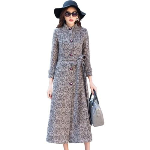 Woolen coat female winter Classic coats Stand collar Ladies Cashmere Outerwear Large size clothing slim long Womens coats 3XL