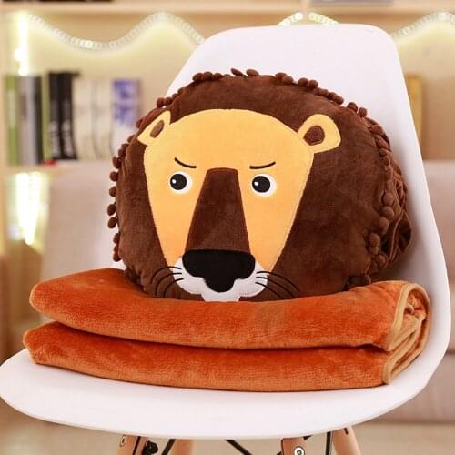 Kawaii Lion/Pig Plush Pillow Hand Warmer Stuffed Lion/Pig Toys Doll Cute Soft Pillow blanket Cushion Gifts for Girls