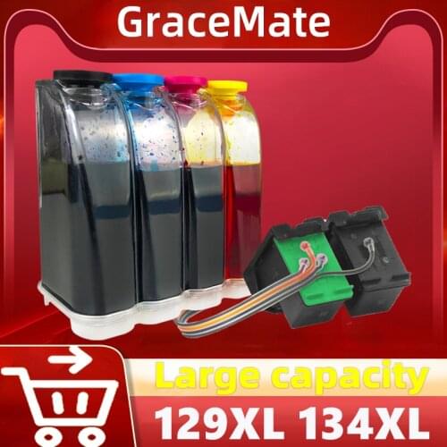 Continuous Ink System Replacement for HP 129 134 Ink Cartridge for Deskjet 6943 6983 5943 D4163 Photosmart 8053 8753 2573 D5063