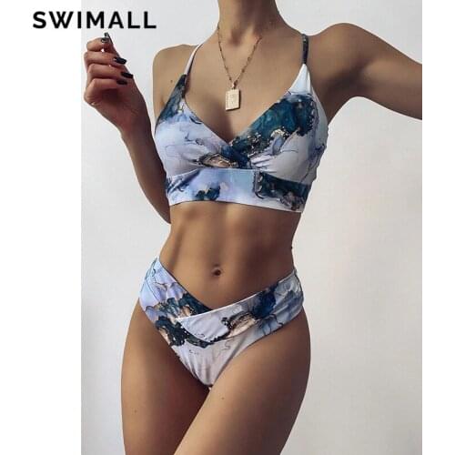 Sexy Bikini 2021 Marble Print Swimsuit Female Push Up Swimwear Women Two-piece Bikini Set Bather Bathing Suit Beach Wear