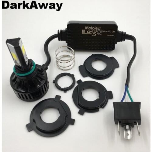 DarkAway AC Motorcycle LED Headlight H4 40W 4000Lm Bike HS1 PH7 PH8 BA20D H6 H4 LED Bulb Front Light Lamp 360 Degrees Beam White