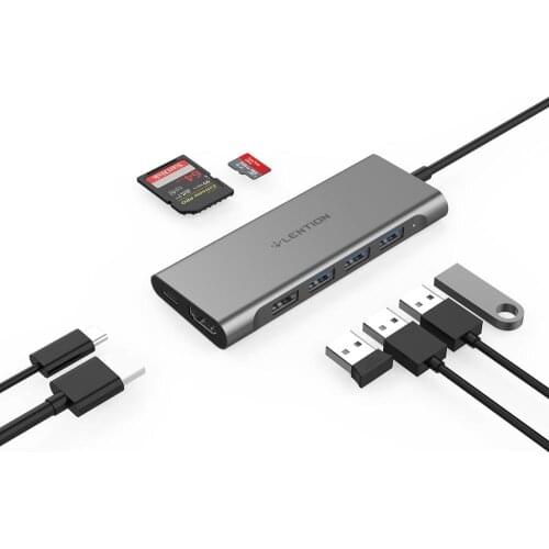 USB 3.1 Type-C Hub To HDMI Adapter 4K Thunderbolt 3 USB C Hub with Hub 3.0 TF SD Reader Slot PD for MacBook Pro/Air 2018/2019