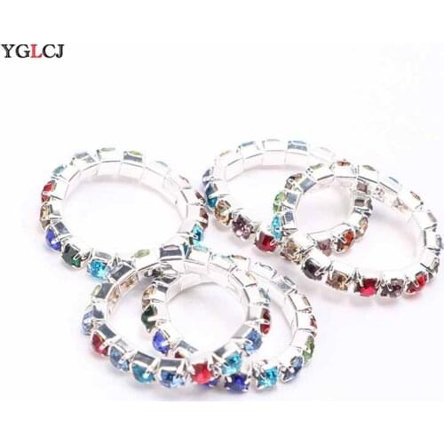 YGLCJ 2020 New Fashion Transparent Crystal Ring Ladies Elastic Single Row Crystal Ring Bridal Jewelry Ladies Jewelry